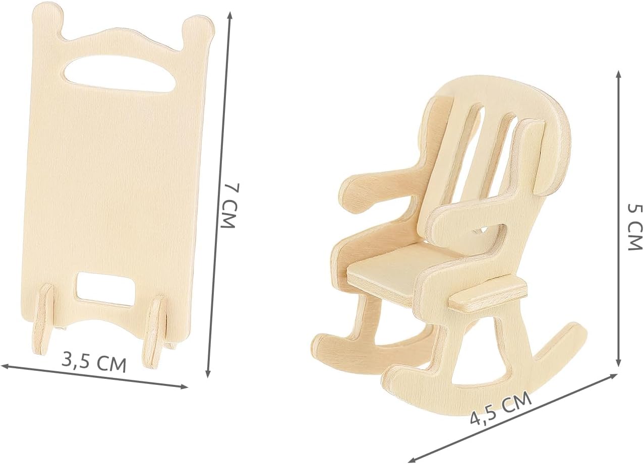 Dollhouse Furniture Set, Customizable 34 Pieces Kitchen Bathroom Living Room Bedroom Children's Room DIY Wooden Set 23542