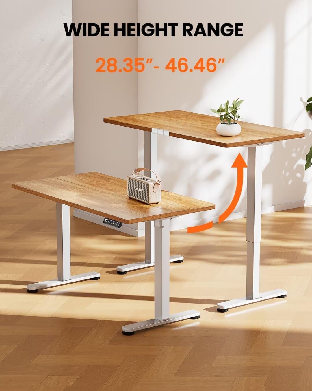 ErGear Electric Standing Desk, 48‘’x24‘’ Height Adjustable Sit Stand up Desk, 4 Memory Computer Home Office Desk Standing Table with Splice Board (Light Vintage Brown)