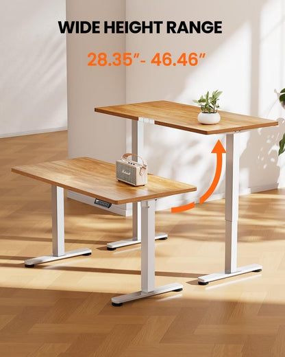ErGear Electric Standing Desk, 48‘’x24‘’ Height Adjustable Sit Stand up Desk, 4 Memory Computer Home Office Desk Standing Table with Splice Board (Light Vintage Brown)