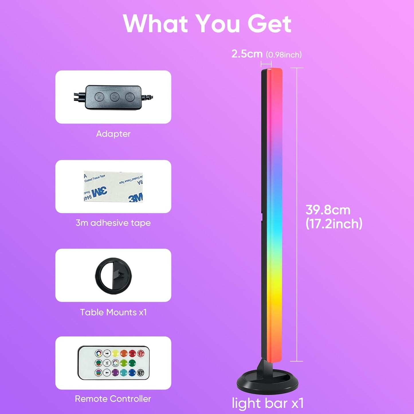 sailsco Smart LED Lightbar, TV Backlight, Gaming Lamp Works RGBIC Ambient Smart Sync with Music and APP Control for Games, Deco, PC, TV, Interior Decoration, USB Interface