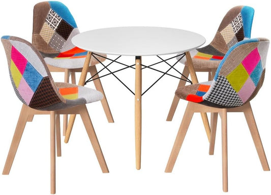 Artiss 5 Pcs Dining Table and Chair Set, Kitchen Tables & Chairs Setting Desk Nursing Reading Seating Home Living Room Restaurant Cafe Indoor Furniture, MDF Tabletop + 4X 47cm Height Seat