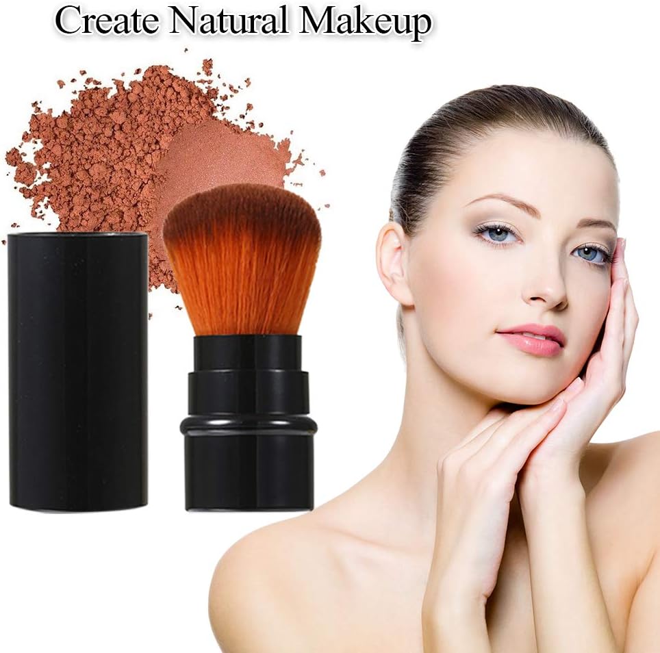 JewelryWe 3 Pieces Retractable Makeup Powder Shadow Brush Face Makeup Accessory