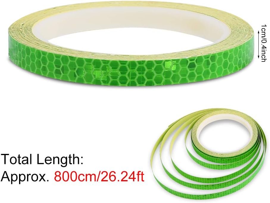 Alomejor 2 Rolls Bicycle Reflective Sticker Cycling Security Wheel Decal Tape Stripe for Car Motorcycle Cycling Bicycle (Green)