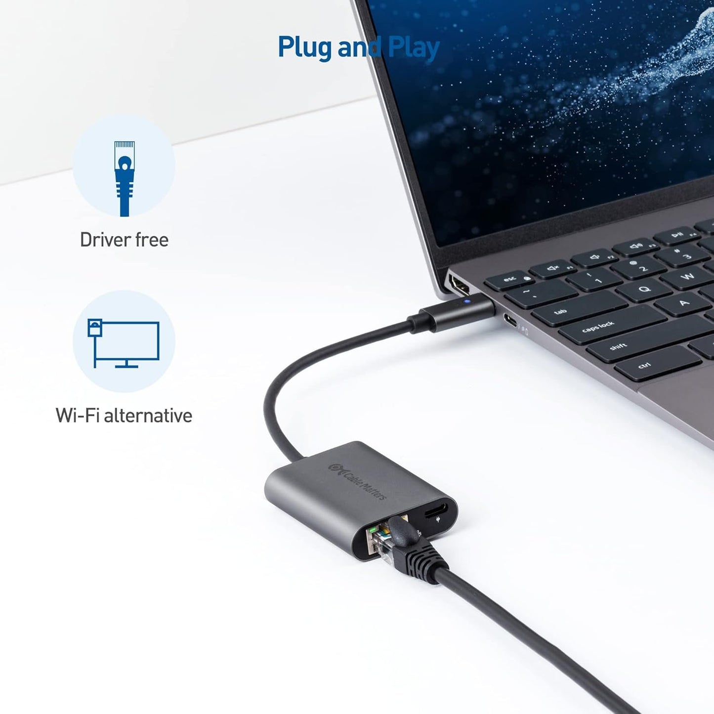 Cable Matters USB C to Ethernet Adapter 2.5 Gigabit with Charging 100W, USB C Hub 2.5gb Ethernet (2.5gbps Ethernet Port) - Compatible with MacBook Pro, iPad Pro, XPS, Microsoft Surface Pro
