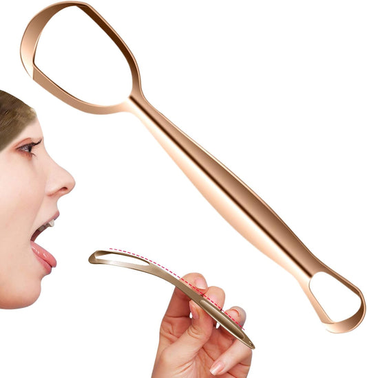 Tongue Scraper, Stainless Steel Scraper, 6,1 x 1,5 pollici, Fan-Shaped Care Tool, Daily Cleaning, Improves Oral Hygiene Family, Adulti, Ideal for Freesh Breath