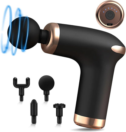LuLuanping Muscle Massage Gun, Portable Rechargeable Deep Massager Massager with 4 Massage Heads for Body Pain Relief and Sports Body Massage (Black)