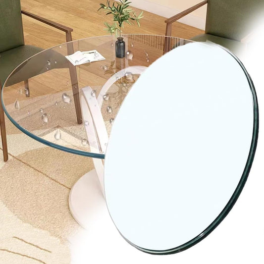 NILZA Modern Round Tempered Glass Table Top, 8mm Thick, Clear, 38cm to 100cm (Diameter), Dining Table