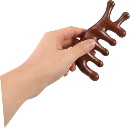 OATIPHO Massaggiatore Per La Testa Pettine Levigante i Attrezzo Largo Massaggiatori Gua Sha Accessori Per La Cura Dei Rottame Manuale Tasca Di Legno Coffee