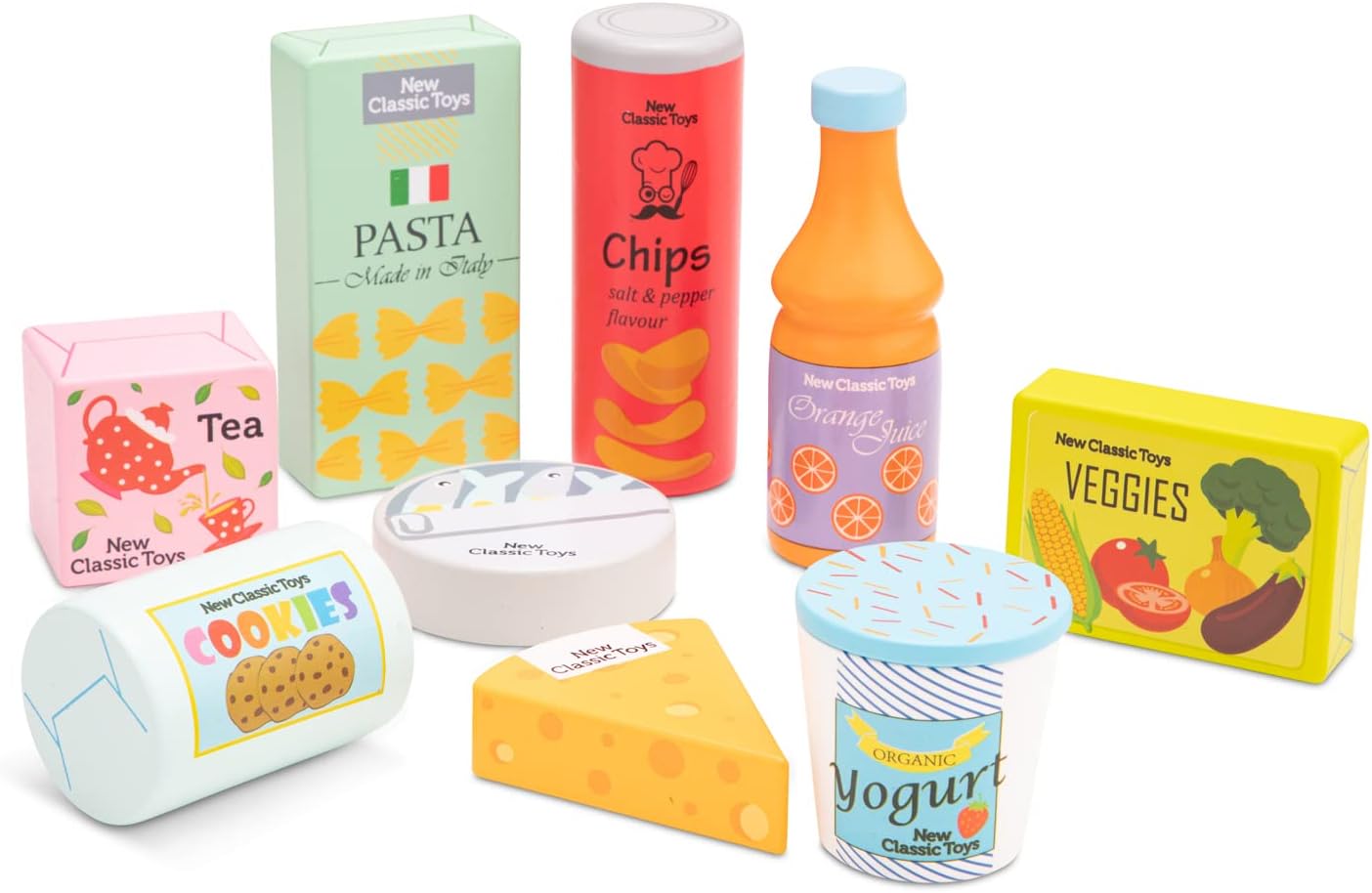 New Classic Toys Play Food Set, Multicoloured, Groceries, 10595