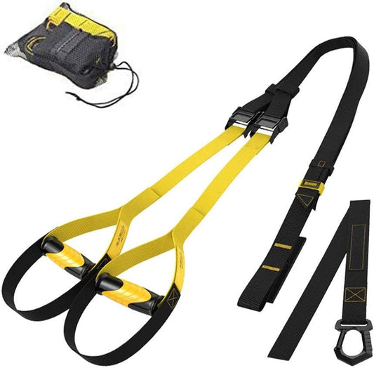 Suspension Trainer Fitness Straps Kit - Bodyweight Resistance Training Bands with Handles for Home Functional Gym Full-Body Exercise Equipment Outdoor Portable Travel Workout Set with Storage Bag
