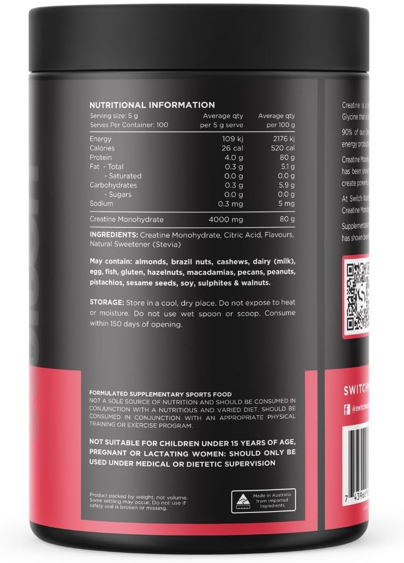Switch Nutrition Flavoured Creatine Monohydrate 500gm Mango Passionfruit