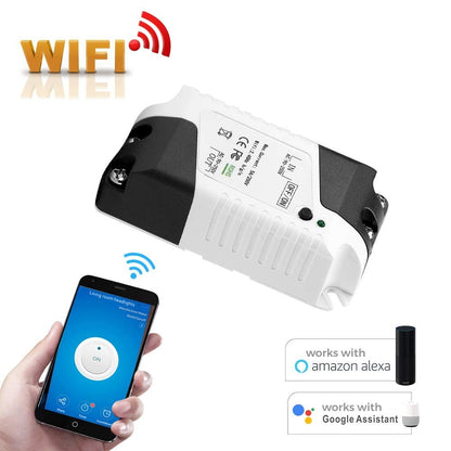 WiFi Smart Breaker Switch Module Ultra Wide Voltage 90V Voice Control for Smart Home Automation ABS Fireproof Material Remote Control Switch