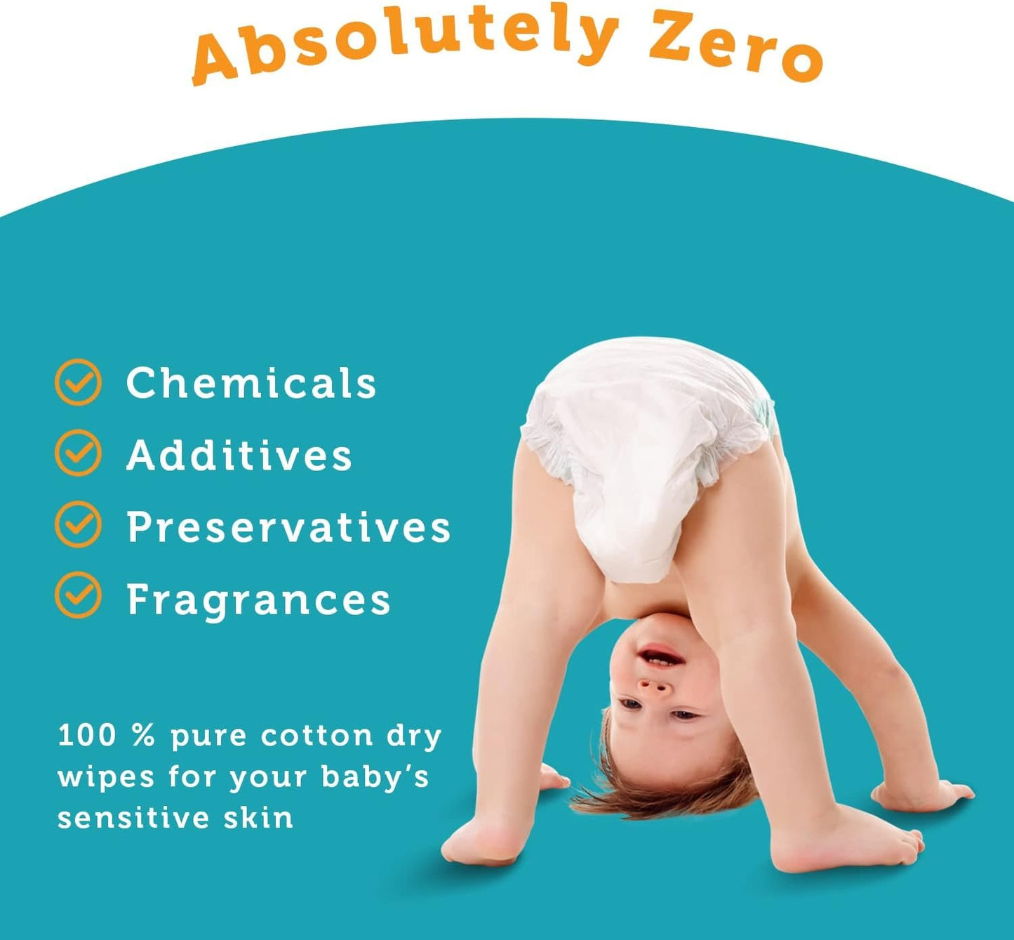 Whoopsie Wipes - 100% Pure Cotton Dry Baby Wipes - Use as Dry Wipes or Wet Wipes for Baby Sensitive Skin, Unscented - Super Soft, Strong & Absorbent (1 Pack)