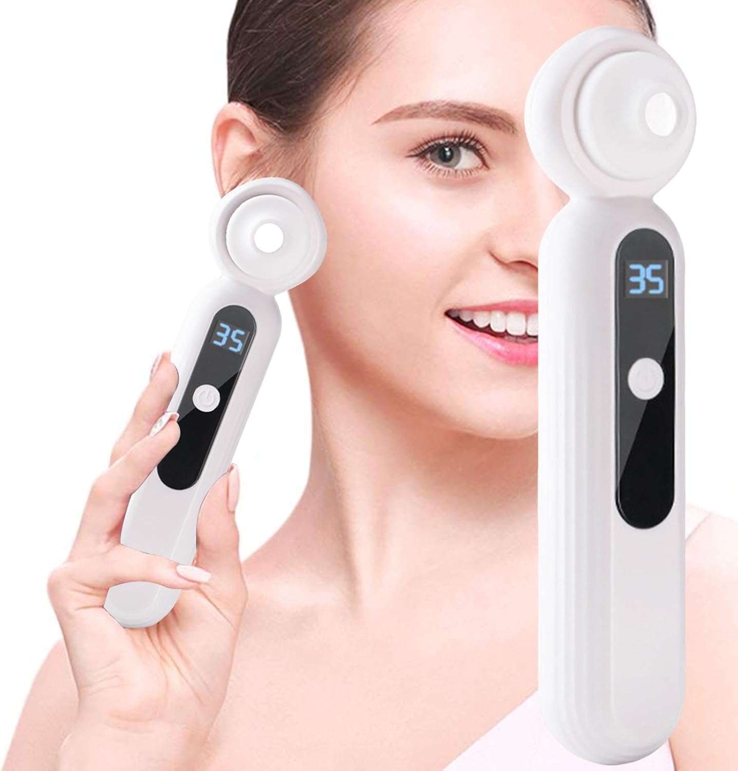 Pore Cleansing Device, Facial Pore Cleaner, 5 Pore Vacuum, Adjustable Pore Cleaner, 3 Suction Heads Cleaner, Portable Rechargeable Pore Cleaner for Face Deep Cleansing/ 18 x 3 x 3.5 cm