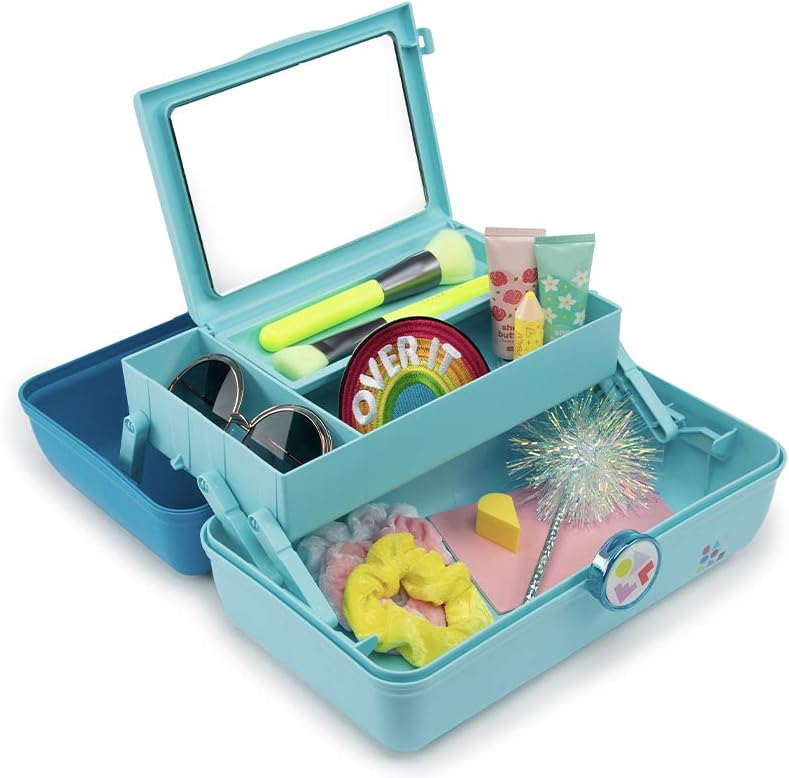 Caboodles On-the-go Girl - Forever Fun X-large Cosmetic Organizer, Make-up & Accessory Case, Turquoise Over Sky, 1 count