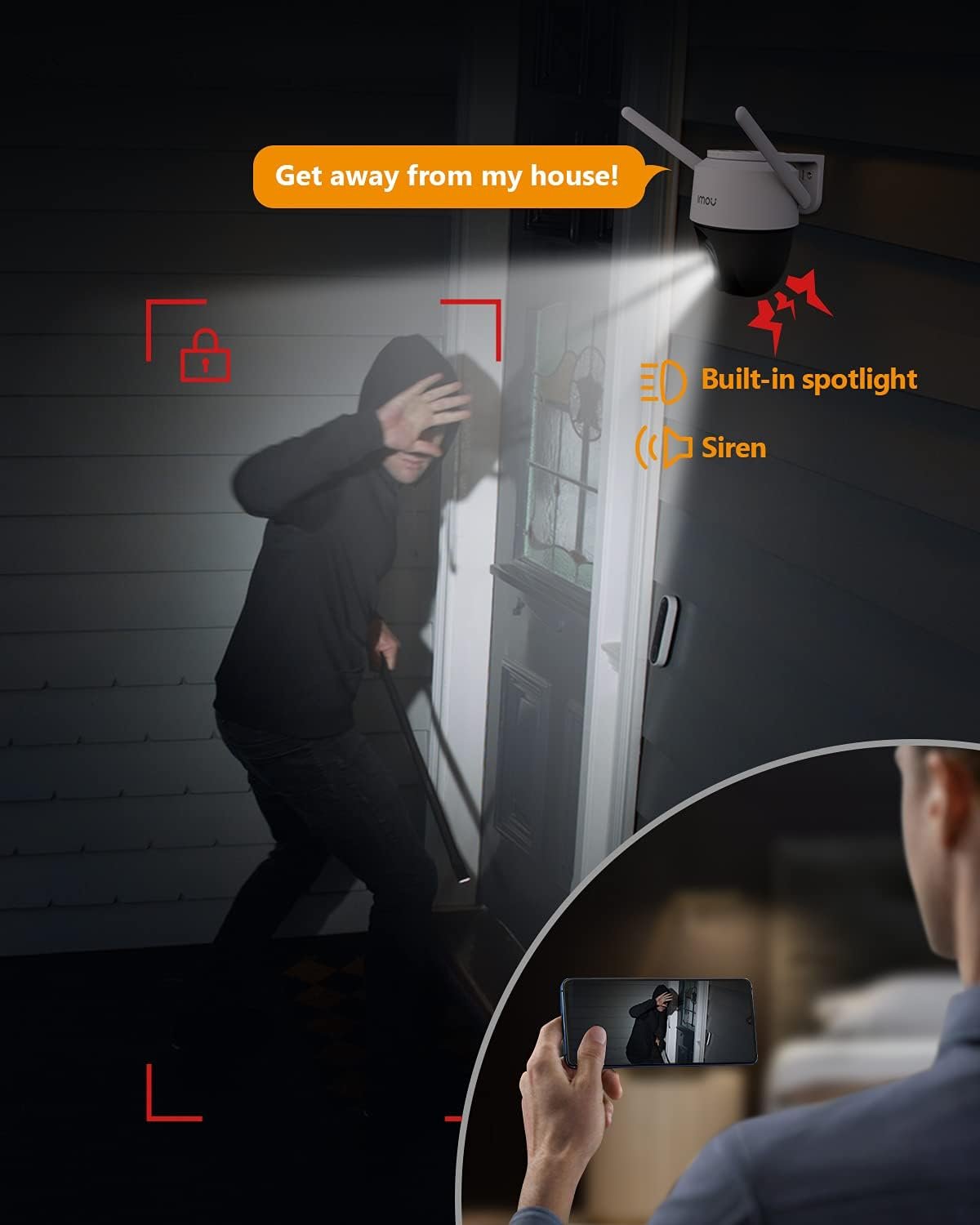 Imou Security Camera Outdoor with Floodlight and Sound Alarm, 4MP QHD Pan/Tilt 2.4G Wi-Fi Camera, IP66 Weatherproof 2.5K Bullet Camera, Full Color Night Vision IP Camera with 2-way Talk, Cruiser