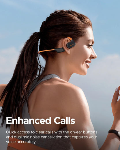 truefree F2 Open-Ear Headphones, Air Conduction Bluetooth 5.3 Wireless Headset for Sports, Four Microphones Clear Calls, 15 Hours of Playtime, 16.2mm Enhanced Bass, Multipoint Connection, Black