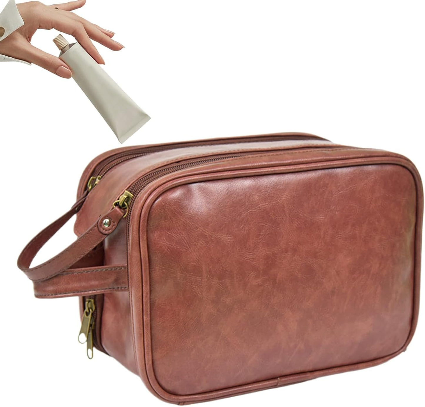 Hygiene Bag for Men,Portable PU Men Toiletry Bag - Large Capacity Men Cosmetic Bag, Toiletry Organizer, Bathroom Travel Bag for Travelling Toiletries