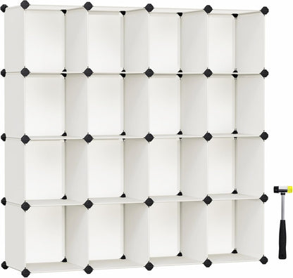 SONGMICS Cube Storage Organizer, 16 Cube Closet Organizers 48.4 x 12.2 x 48.4 Inches, Cream White ULPC442M01