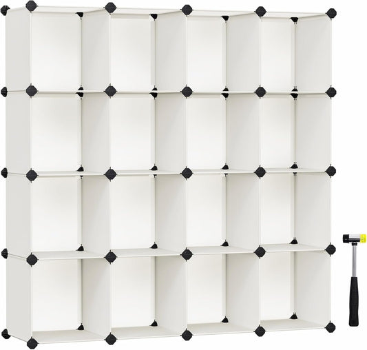 SONGMICS Cube Storage Organizer, 16 Cube Closet Organizers 48.4 x 12.2 x 48.4 Inches, Cream White ULPC442M01