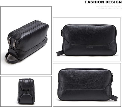 Toiletry Bag, Toiletry Bag for Men, Leather Shaving Bag for Men, Leather Dopp Kit for Men, Mens Travel Toiletry Bag, Hygiene & Grooming Kit Organizer(Black)