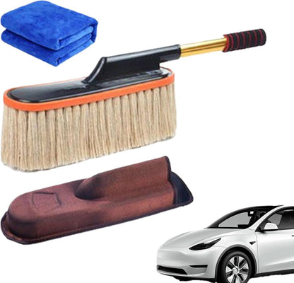 Car Dust Cleaner, Interior Duster, 25.59in Detail Brush Cleaning Kit, Auto Mop Wax Cotton Hair, Portable Detailing Tools for RV, Truck, Tire, Wheels, Motorcycle Cleaner