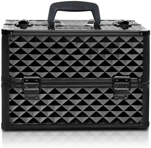 Portable Beauty Makeup Cosmetic Case Organiser Carry Bag Box Diamond w/Strap (Diamond Black)