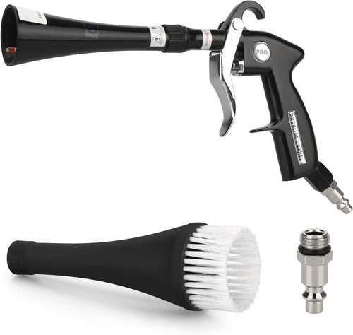 MYPIN Aluminium Car Cleaning Gun with Tapered Nozzle, 6-9.2Bar with 2 Set Nozzle, Pressure Air Blower Blow Gun Producing Powerful Blast of Air for Cleaning Cars, Velvet, Furniture and Carpets (Black)