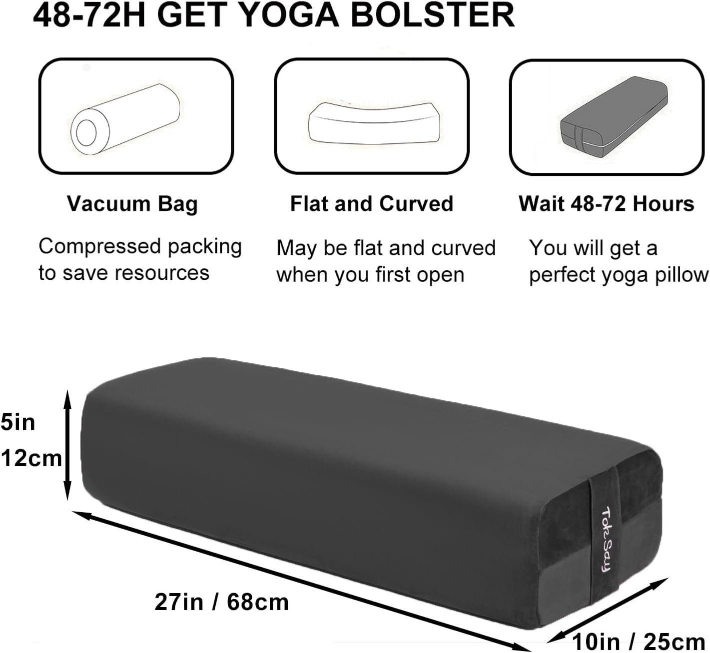 TokSay Restorative Yoga Bolster - Velvet Covered Meditation Pillow for Yin & Prenatal Yoga