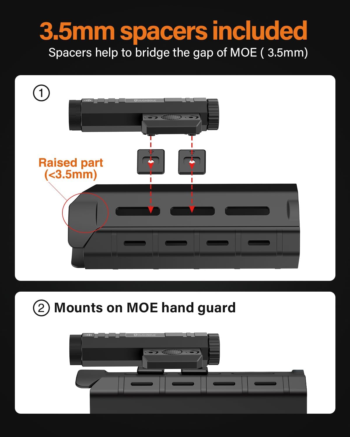 TOUGHSOUL Mlok Tactical Flashlight 2400 Lumen with Momentary Strobe Function, Mlok LED Light with Rechargeable Battery and Battery Level Indicator