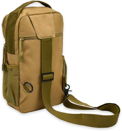 TORCH Sling Bag Single Shoulder Crossbody Backpack Urban Outdoor Sports Military Style MOLLE Travel Pack for EDC Gear V2 Desert, Desert, 10L, Everyday Carry Bag