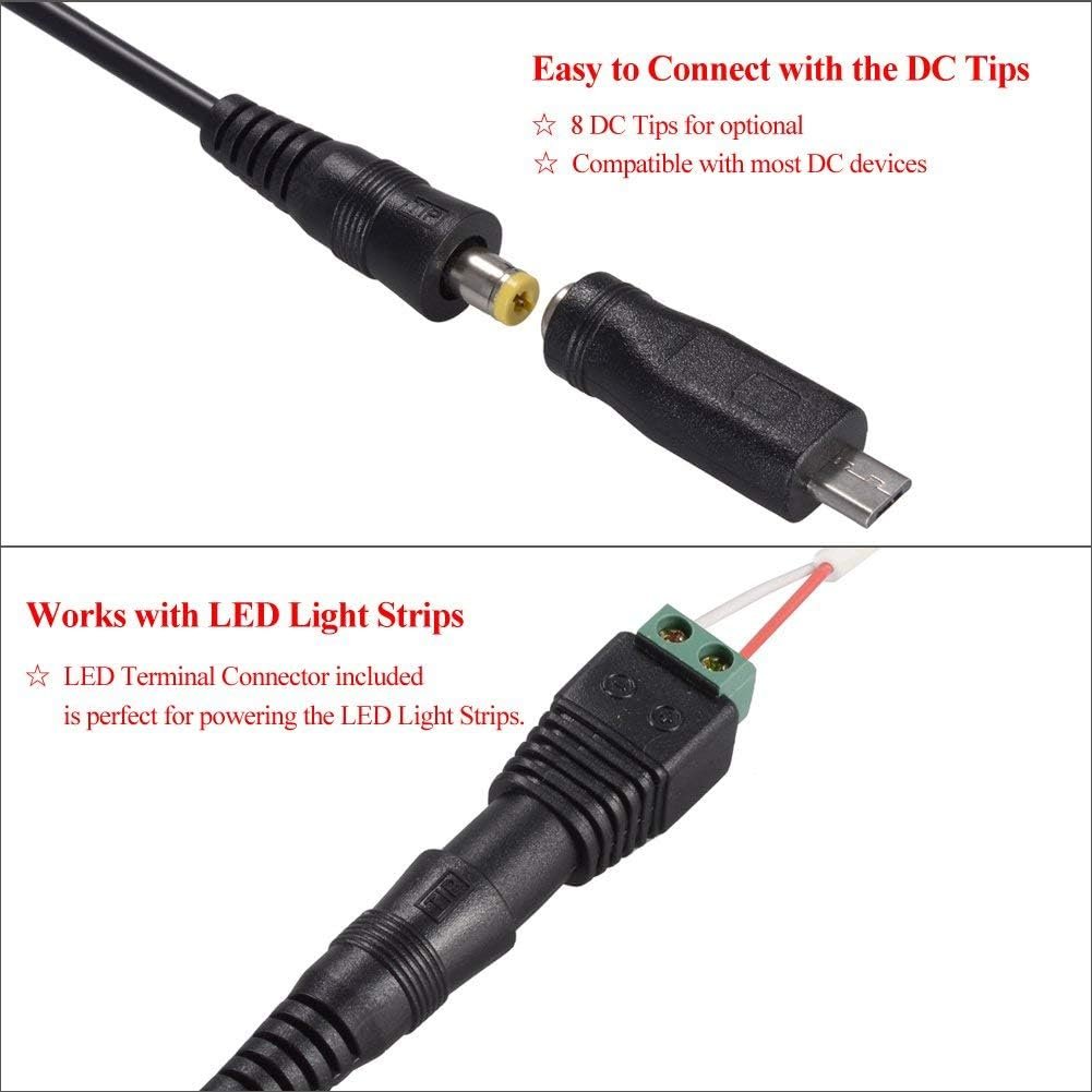 SoulBay 12V Power Supply Universal AC DC Adapter Charger with Adjustable Output 5V 9V 3V 6V 4.5V 7.5V 12 Volt 1A 1.5A 2A for LED Strip Light CCTV Camera BT Speaker GPS Webcam Router, 5 FT Cord, 30W