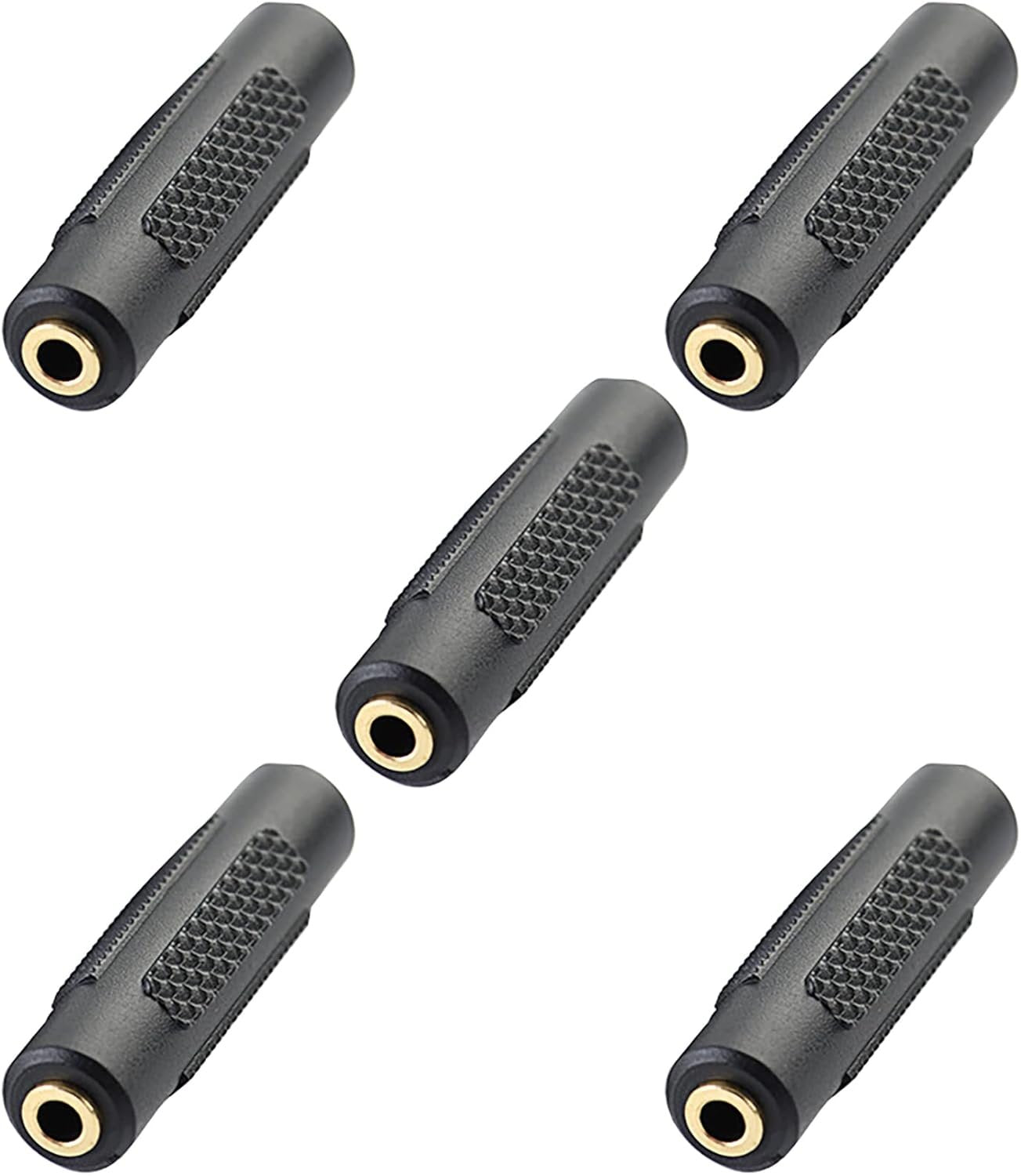 3.5mm Female to Female Adapter, tunghey 5pcs Gold Plated 3.5mm Stereo Jack to 3.5mm Audio Female to Female Adapter Connectors for Stereo Cable, Speakers and Headphones