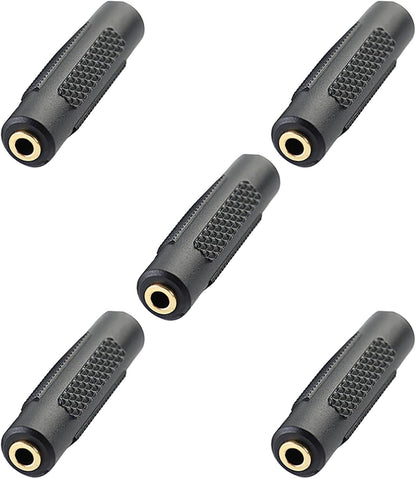 3.5mm Female to Female Adapter, tunghey 5pcs Gold Plated 3.5mm Stereo Jack to 3.5mm Audio Female to Female Adapter Connectors for Stereo Cable, Speakers and Headphones