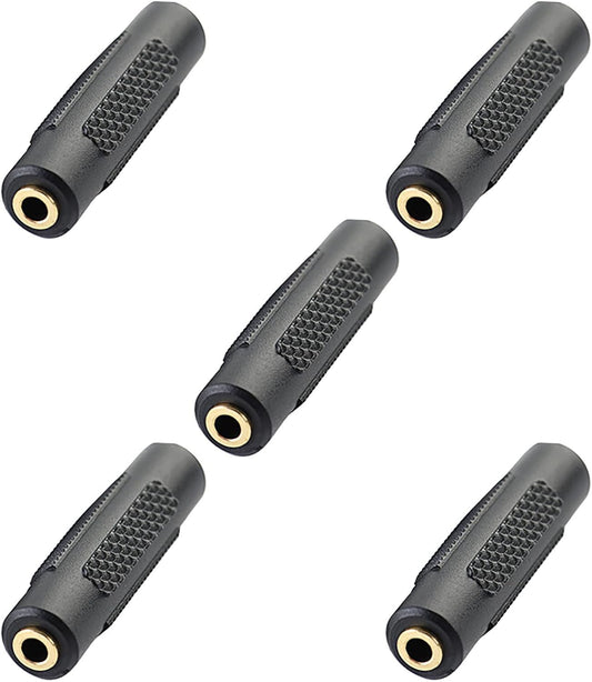 3.5mm Female to Female Adapter, tunghey 5pcs Gold Plated 3.5mm Stereo Jack to 3.5mm Audio Female to Female Adapter Connectors for Stereo Cable, Speakers and Headphones