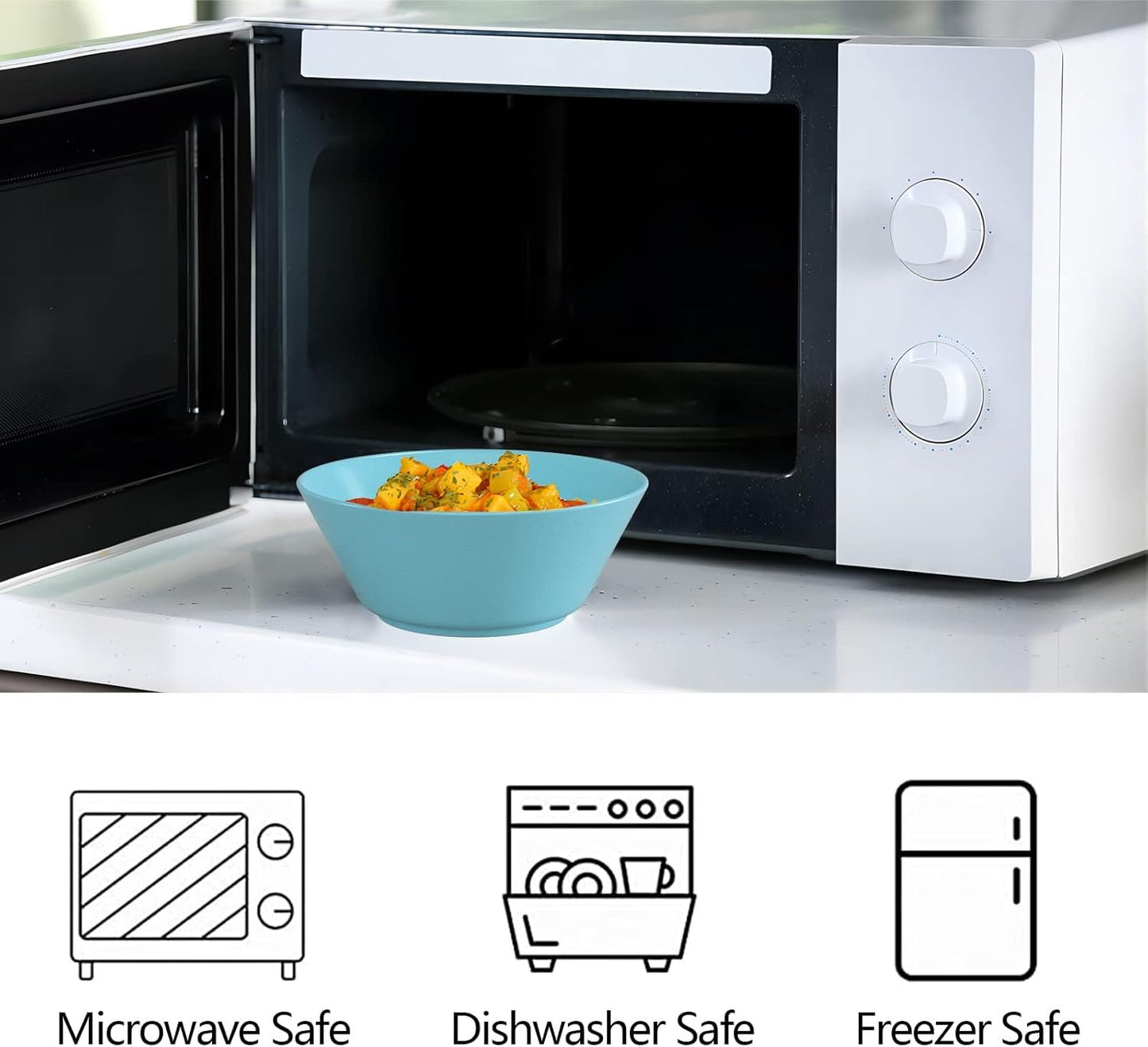 32 Ounce Cereal Bowls, Unbreakable Wheat Straw Fiber Bowl, Lightweight Kitchen Bowls Microwave & Dishwasher Safe BPA Free Bowls, E-Co Friendly Bowls Set for Cereal, Salad,Oatmeal, Soup,Snacks -6 Color