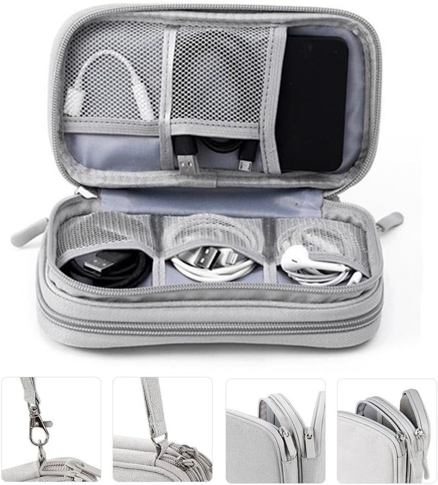 Electronics Organizer, Granmagazz Electronics Accessories Organizer Pouch Bag, Light Grey Cable Organizer Bag, Charger Organizer Case Pouch for Travel Accessories and Electronics