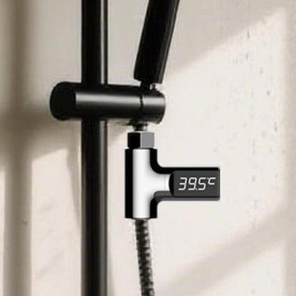 Shower Temperature Indicator, Led Digital Display, 3.19x3.17x1.18 Inches Compact Large Screen, Bath Temperature Monitor for Bathroom Safety Tool, Bathtub Use, Black