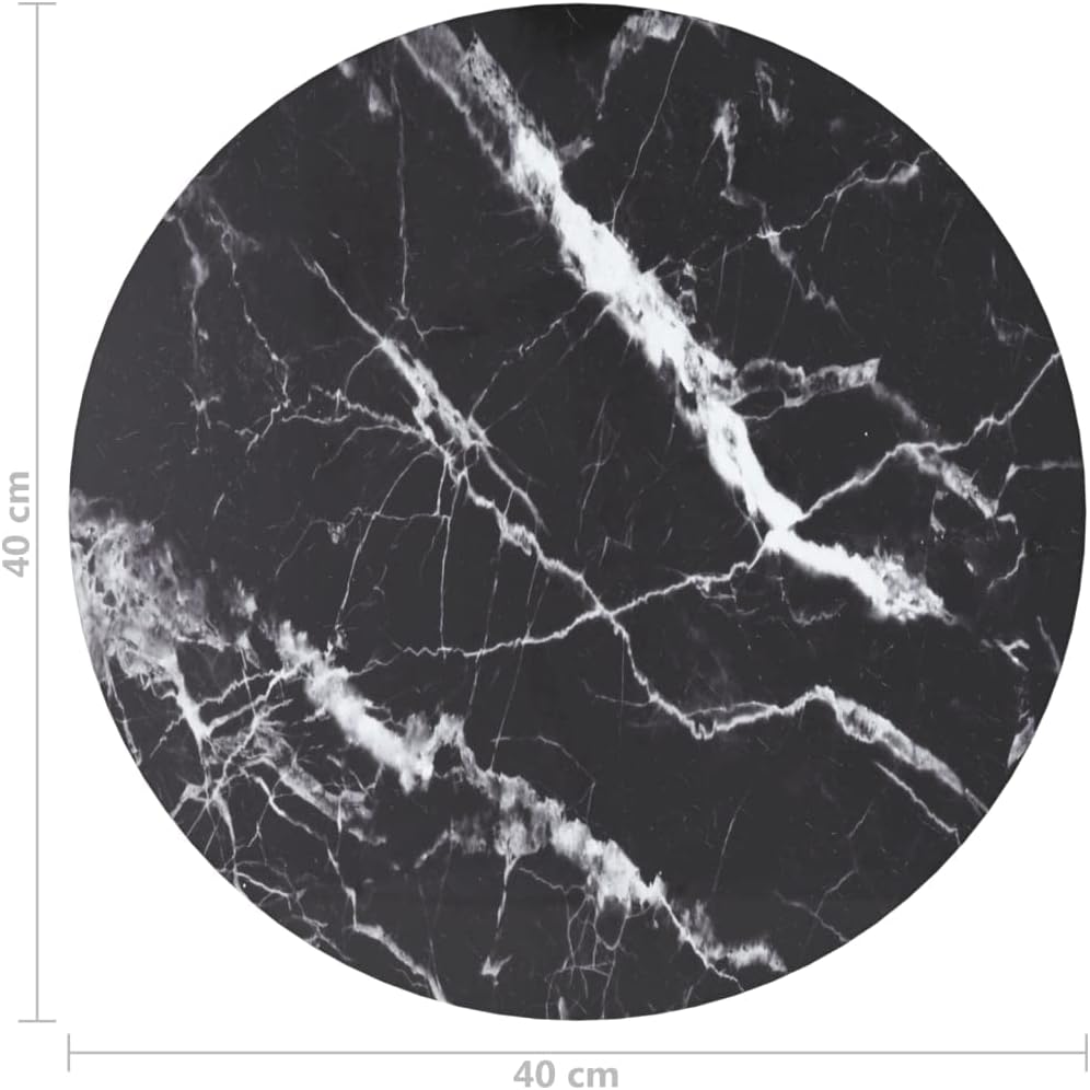 40 cm Black Marble Design Tempered Glass Tabletop - Ideal for Dining Tavoli, Coffee Tables, Garden Tables - Sicuro, durevole, Stylish & Modern Desktop Surface