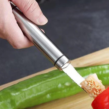 Svuoti-peperoni, Sottopomodori - 2 pezzi Svuota frutta seghettata,Accessori per barbecue da cucina, vuoti portatili utensili gadget da cucina per pomodori, zucchine