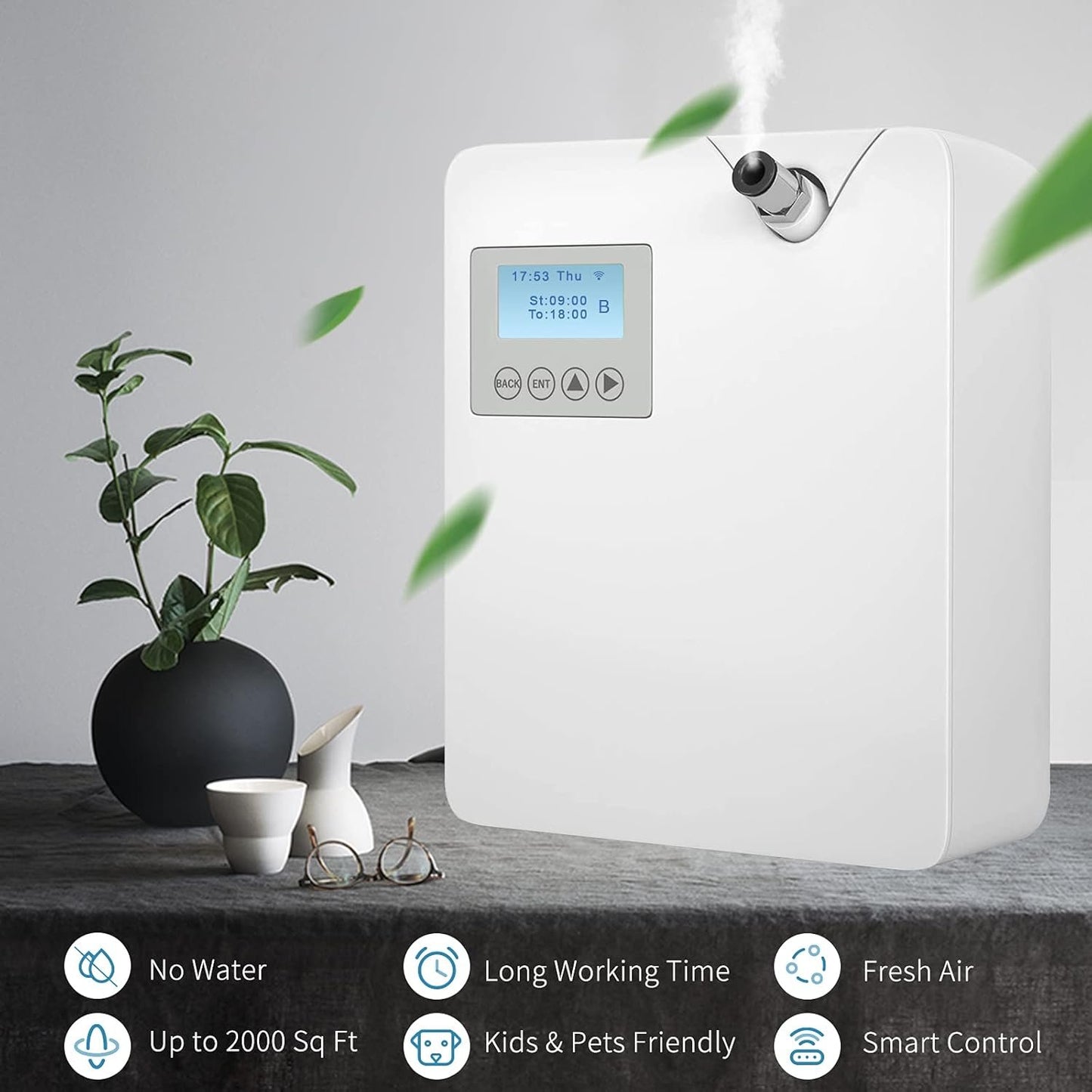 JCLOUD Smart Scent Air Machine with Cold-Air Tech for Home, Hotel Scent Diffuser, Waterless Essential Oil Diffuser 300ML, HVAC Scent Diffuser for Essential Oils for Large Room, Office, Spa