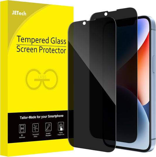 JETech Privacy Full Coverage Screen Protector for iPhone 16e 2025, iPhone 14 6.1-Inch, Anti-Spy Tempered Glass Film, Edge to Edge Protection Case-Friendly, 2-Pack