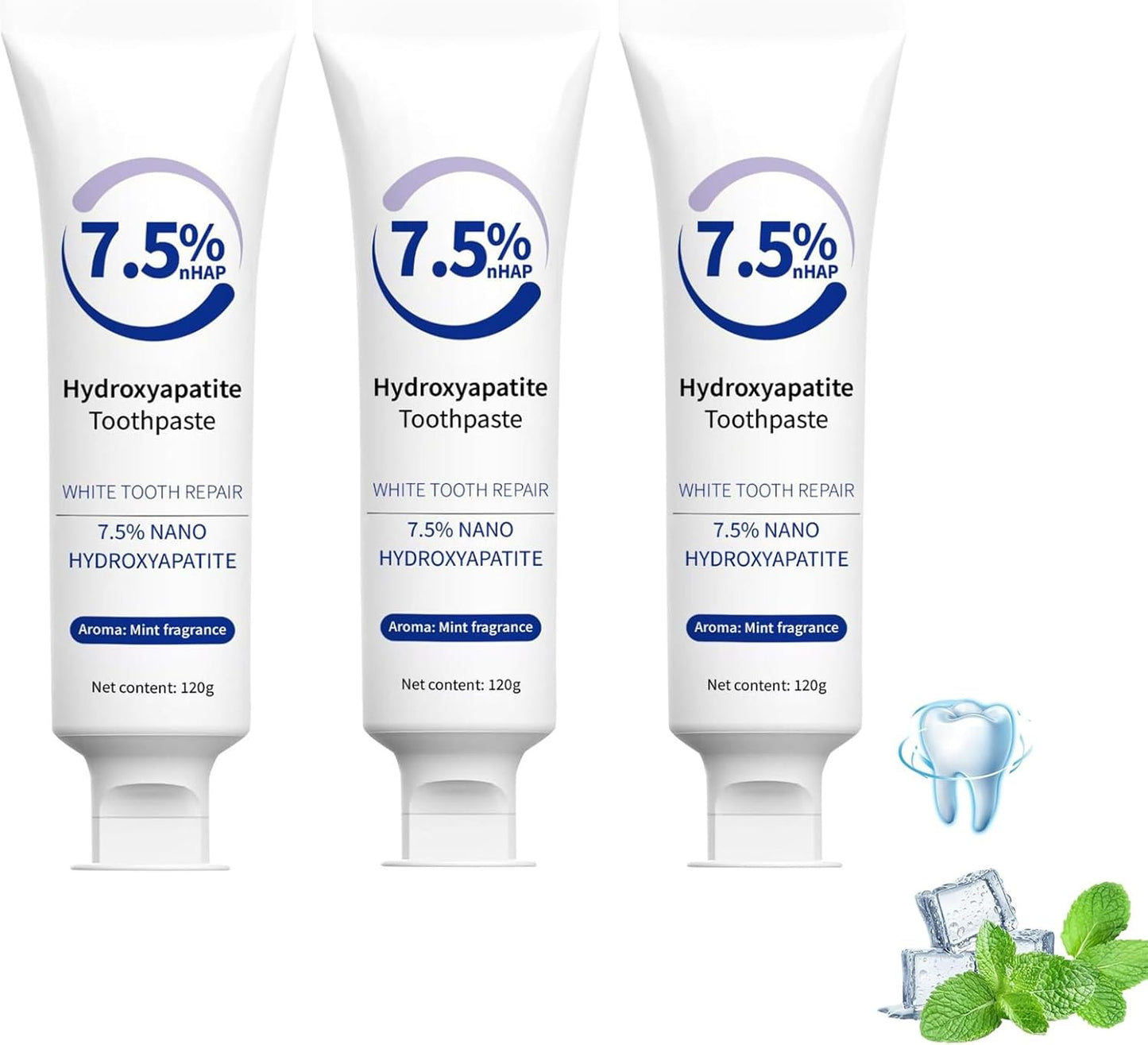 7.5% Hydroxiapatite Toothpaste, Hydroxyapatite Enamel Care Toothpastes, Deep Cleaning Oral Care Toothpaste, Enamel Protection & Whitening for Sensitive Teeth (3)