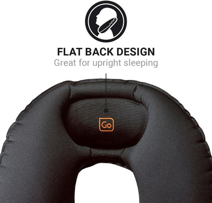 Go Travel Compact Snoozzzer, Comfortable Travel Pillow for Uninterrupted Sleep, Inflatable Neck Pillow for Airplane, Bus, Car, and Train, Travel Essentials, Black