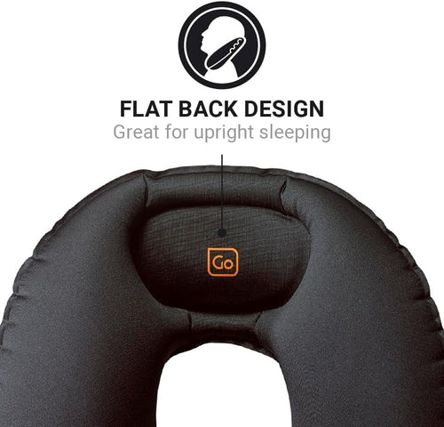 Go Travel Compact Snoozzzer, Comfortable Travel Pillow for Uninterrupted Sleep, Inflatable Neck Pillow for Airplane, Bus, Car, and Train, Travel Essentials, Black