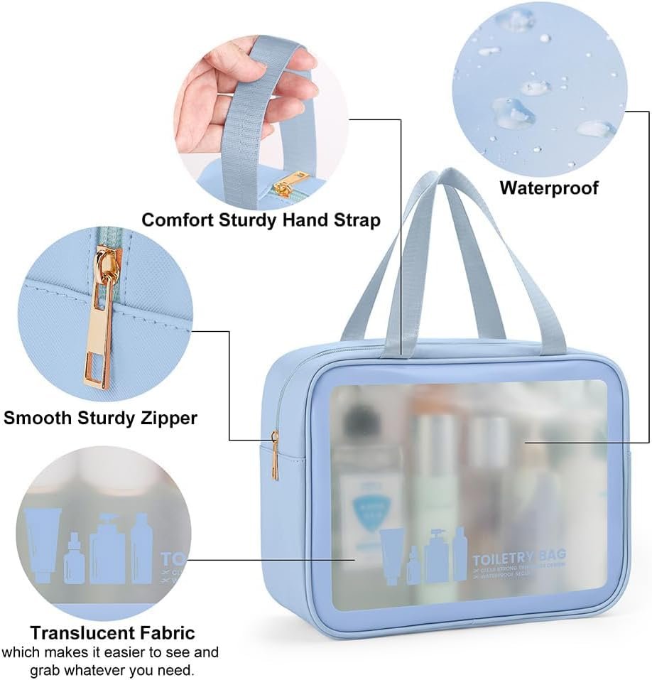MAANGE Toiletry Bag for Women Men, Translucent Waterproof Makeup Cosmetic Bag Travel Organizer for Accessories, Toiletries
