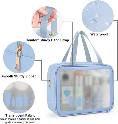 MAANGE Toiletry Bag for Women Men, Translucent Waterproof Makeup Cosmetic Bag Travel Organizer for Accessories, Toiletries