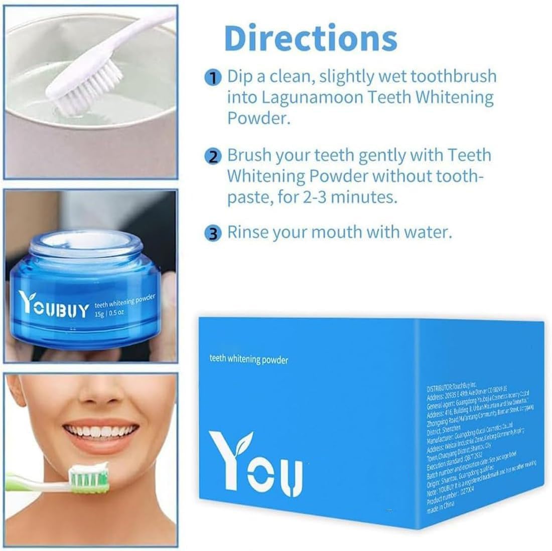 Youbuy Whitening Cream, Teeth Whitening Powder, Simply White Teeth Whitening Powder, Instant Whitening and Stain Removal, Enamel Powder, Cleaning Tooth Fresh Breath Care Oral (2)
