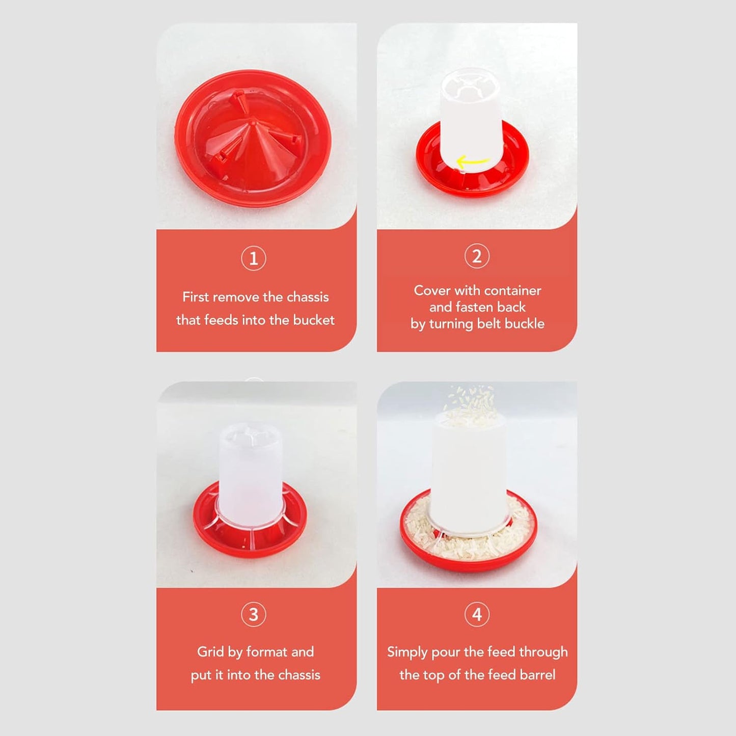 Chick Feeder and Drinker Kit, Easy Clean Plastic Automatic Feeding and Watering Feeder for Chicks