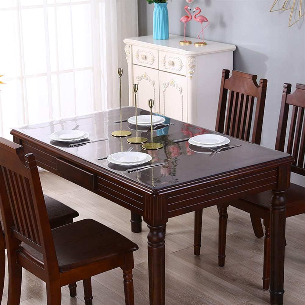 Round Clear Plastic Tablecloth Table Protector Furniture Circle Cover Vinyl Waterproof Wipeable PVC Water Heat Resistant for Dining Table Top Cover Glass Desk Mats Pad 42 Inch Diameter 1.5mm Thick